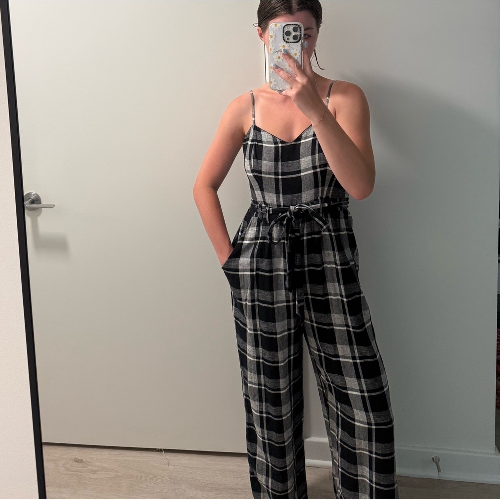 Plaid Black and White Jumpsuit